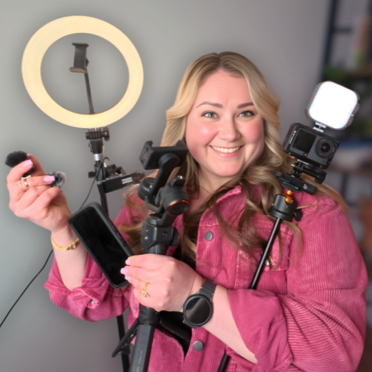 Olena with her filming gear